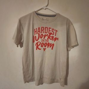 (1)  POUnder Armour Project Rock Shirt Mens XL Off White Iron Paradise Heat Gear